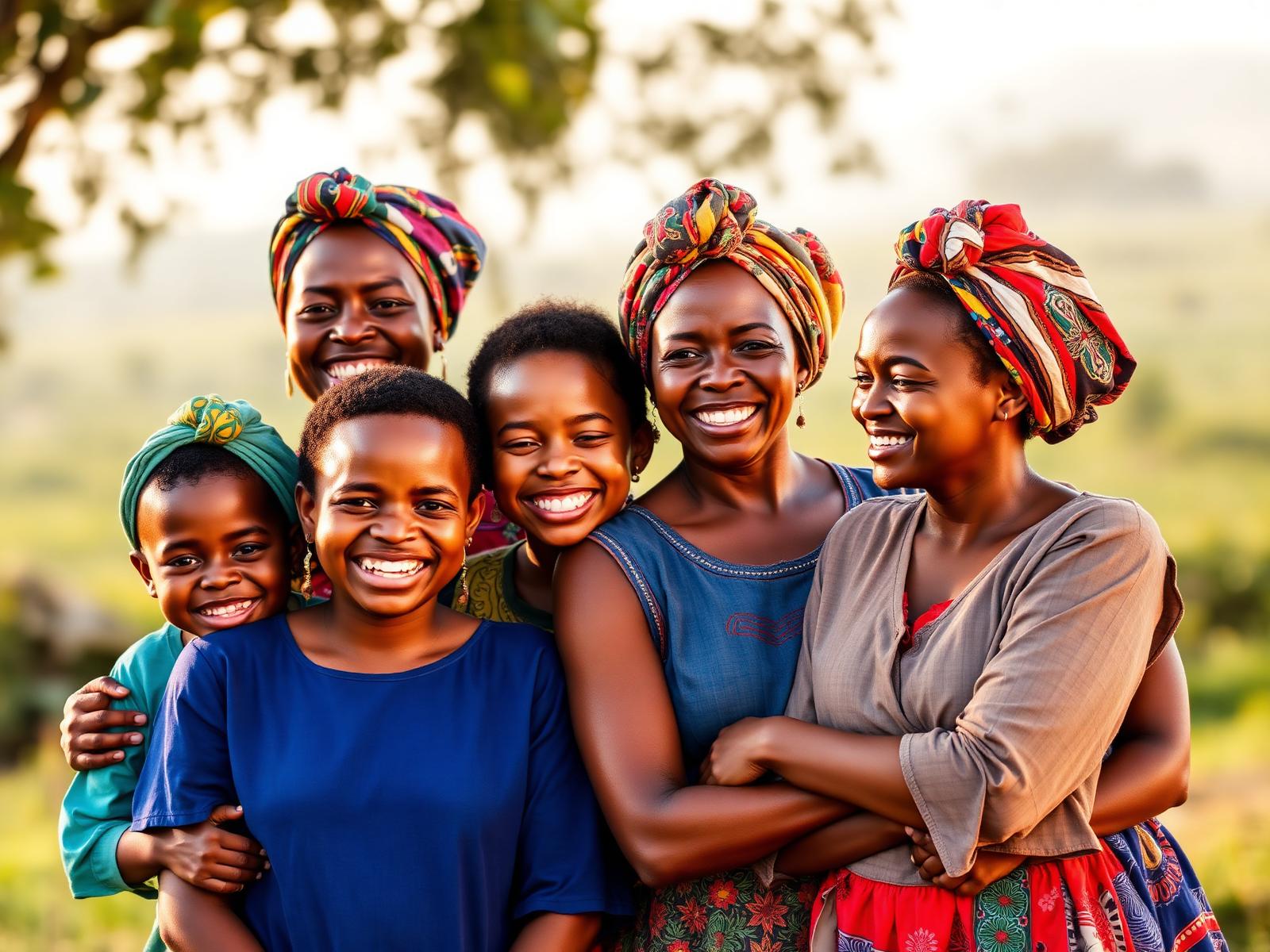 African women and children smiling together